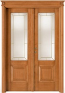 Итальянская дверь 2-30 anticato noce chiaro на складе, Двойные двери